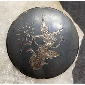 Vintage SIAM BB Bombay Bazar Nielloware Sterling Silver 925 Dancer Brooch Pin 8g